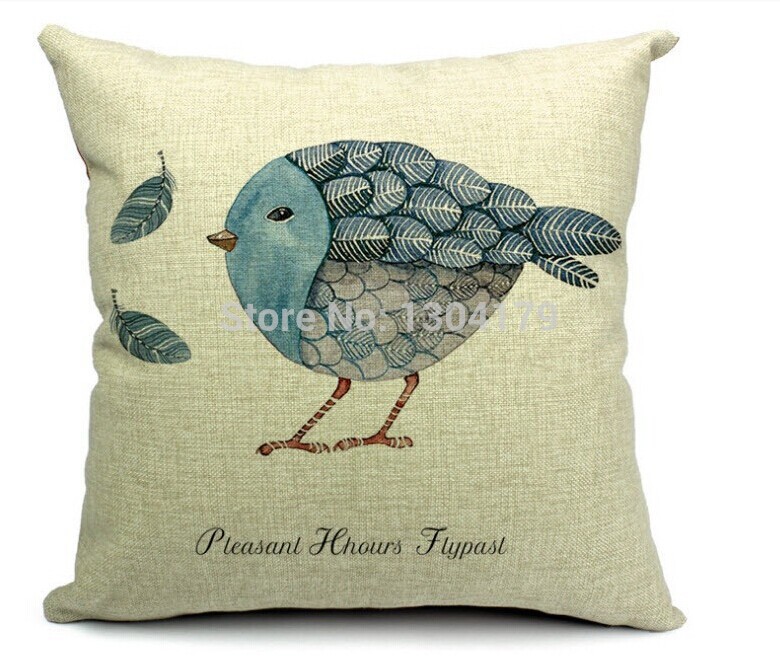 4pcs birds -cotton&linen throw pillow/cushion cover for sofa/couch/car/office/home decor pillowcase 18