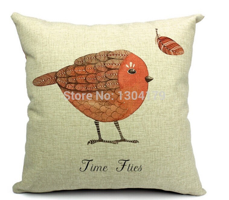 4pcs birds -cotton&linen throw pillow/cushion cover for sofa/couch/car/office/home decor pillowcase 18"