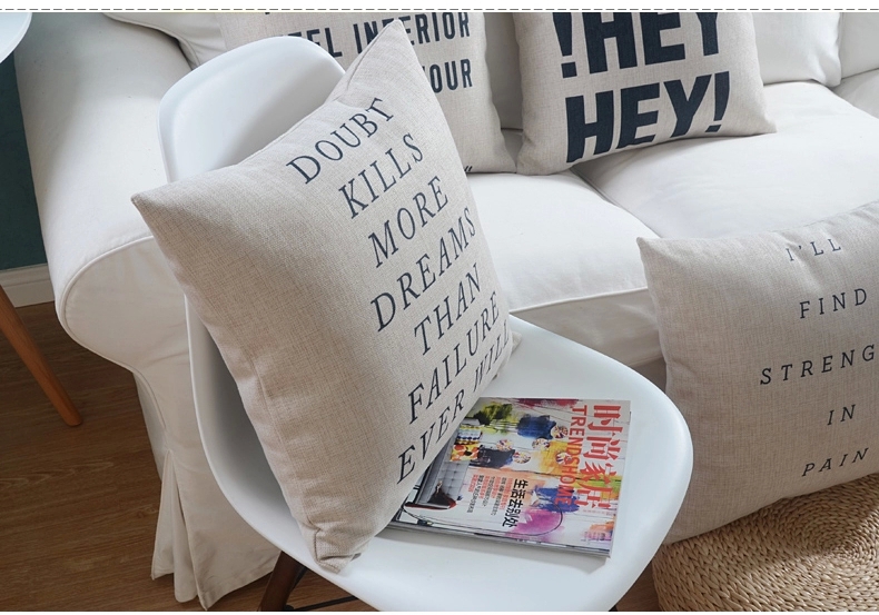 4pcs home decor cotton linen decorative throw pillow cushion proverb words square 18" pillow case