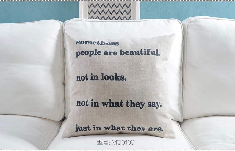 4pcs home decor cotton linen decorative throw pillow cushion proverb words square 18" pillow case