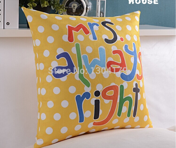 4pcs/lot creative mr&mrs always right wedding style home bedding sofa cushion cover pillow case whole