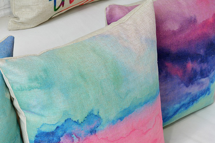 4pcs new 2015 creative retro watercolor words pillow cushion cover linen pillowcases home decoration sofa cushions 45*45cm