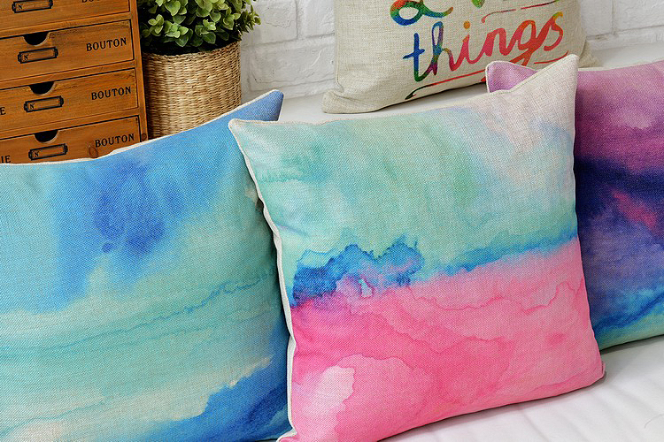 4pcs new 2015 creative retro watercolor words pillow cushion cover linen pillowcases home decoration sofa cushions 45*45cm