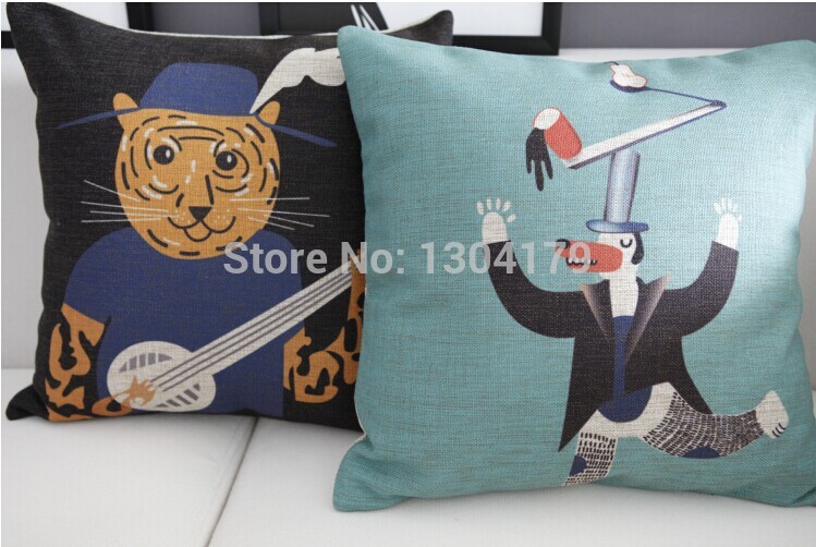 4pcs tiger animal gifts cartoon art cotton cushion cover animals pillow cover for car office home decor sofa cushions