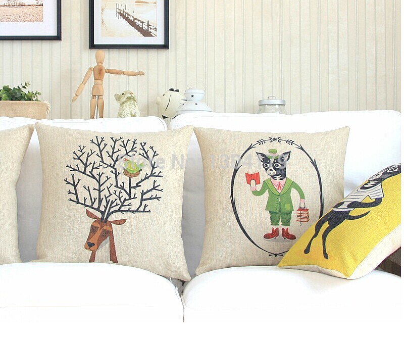 4pcs whole cats and deer cotton linen blended cushion 18in*18in pillows decorate sofa cover