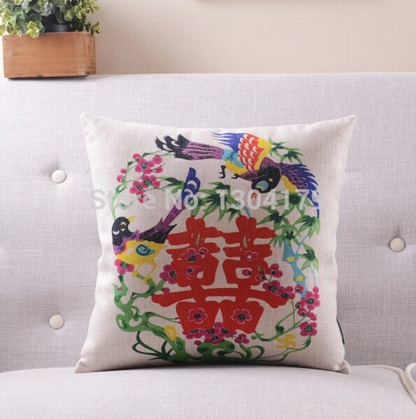 5pcs/lot china style love and pillowcase cotton linen decorative pillow covers sofa cushion cover