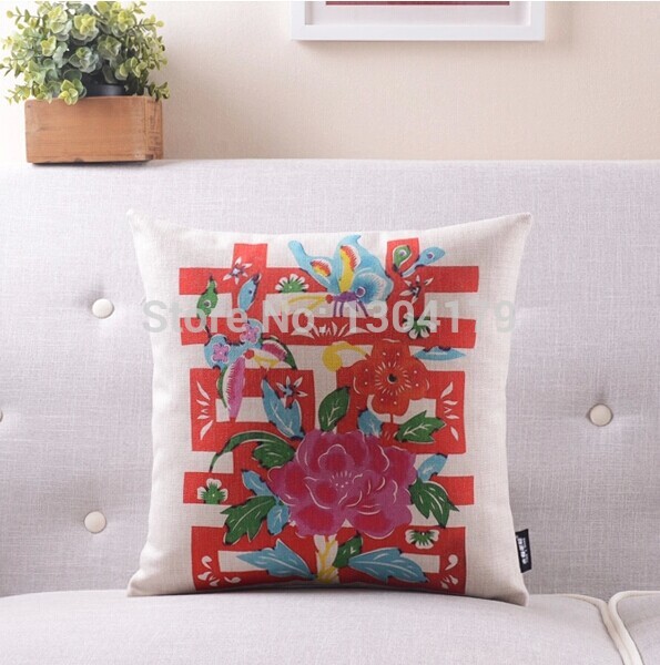 5pcs/lot china style love and pillowcase cotton linen decorative pillow covers sofa cushion cover