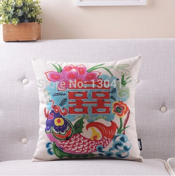 5pcs/lot china style love and pillowcase cotton linen decorative pillow covers sofa cushion cover