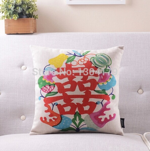 5pcs/lot china style love and pillowcase cotton linen decorative pillow covers sofa cushion cover