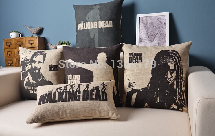 5pcs pillow decoration walkingdead movielinen cushion cover throw pillow cover