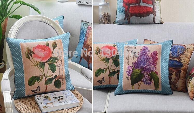 7pcs america style printed oil painting style 45*45cm creative cotton linen sofa cushion covers europe vintage pillow cover