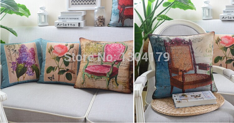 7pcs america style printed oil painting style 45*45cm creative cotton linen sofa cushion covers europe vintage pillow cover