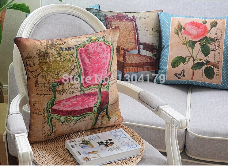 7pcs america style printed oil painting style 45*45cm creative cotton linen sofa cushion covers europe vintage pillow cover