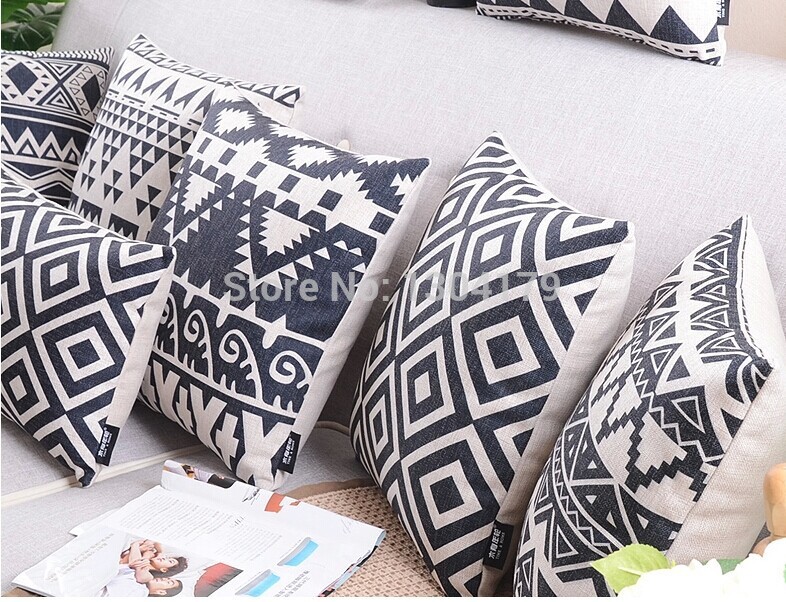 7pcs black and white geometric cushion cover chevron pillow cover linen sofa cover decoration pillow throw