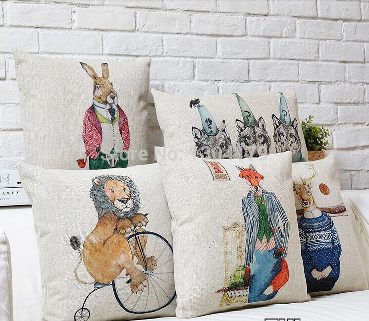 american pastoral style pillow cartoon animal cushion cover pillows decorate vintage sofa cover