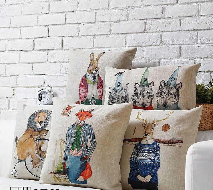 american pastoral style pillow cartoon animal cushion cover pillows decorate vintage sofa cover