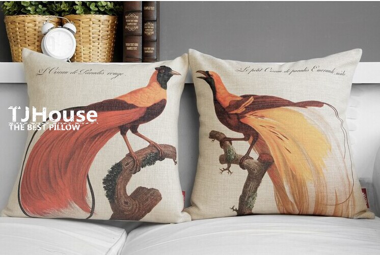 beautiful embroidered pillow cover cushion cover national trend sofa cover printing a bird