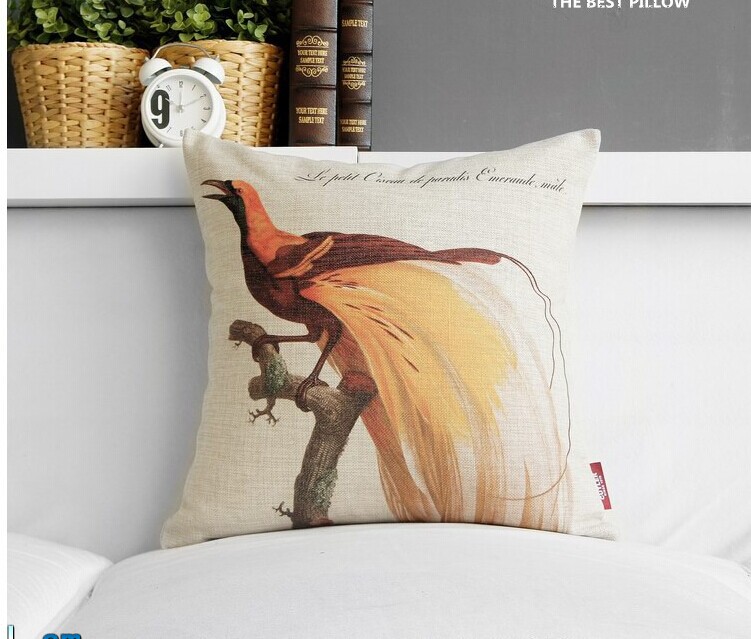 beautiful embroidered pillow cover cushion cover national trend sofa cover printing a bird