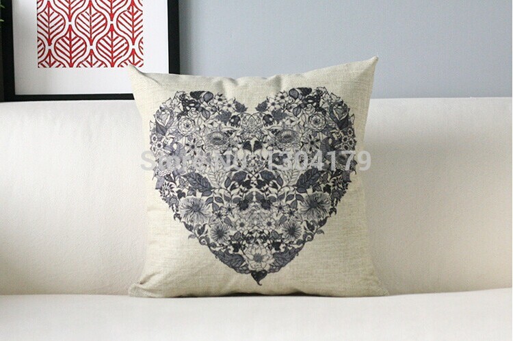 black and white retro linen cotton pillow cases creative sofa animal 001cushions cover car office nap cushion 45*45cm