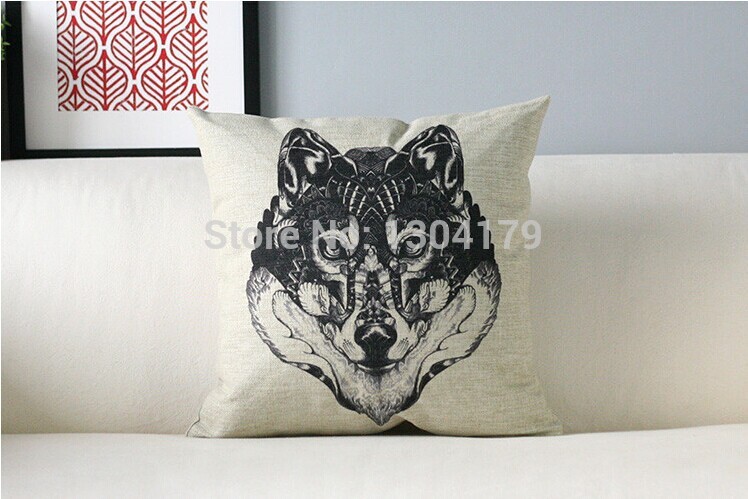 black and white retro linen cotton pillow cases creative sofa animal 001cushions cover car office nap cushion 45*45cm