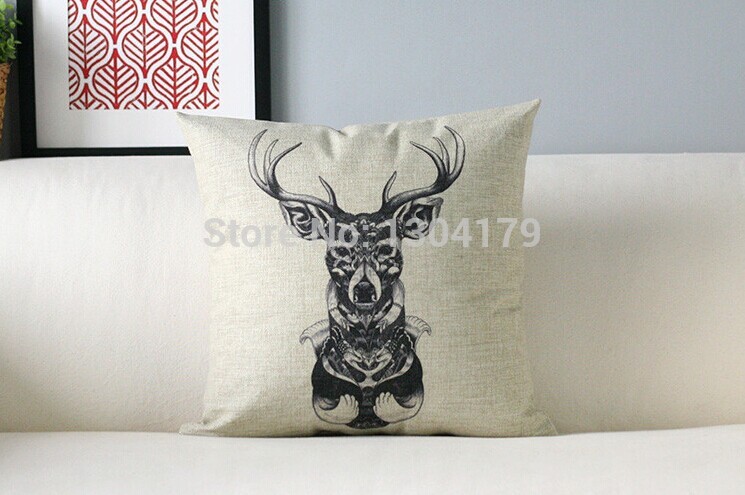 black and white retro linen cotton pillow cases creative sofa animal 001cushions cover car office nap cushion 45*45cm