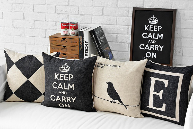 black birds branch pillow case decor cushion 18" square cotton linen home decoration