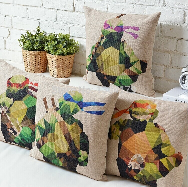 cartoon animal cotton cushion cover teenage mutant ninja turtles home decoration pillowcase creative cute decorative pillows