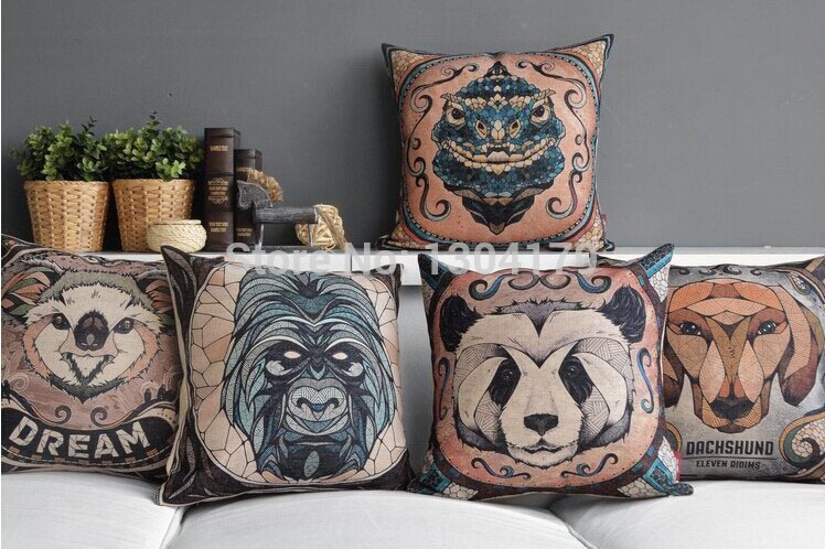 cartoon animal cushions 1pcs cat and owl and panda cushion pillow home decorate cotton linen cushion cover