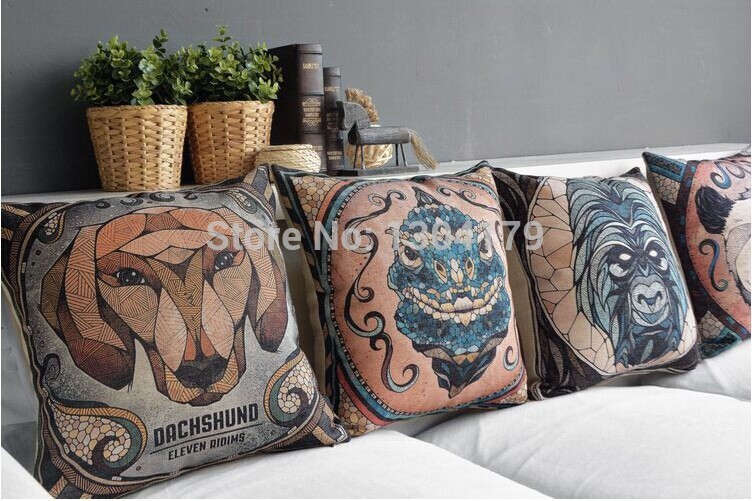 cartoon animal cushions 1pcs cat and owl and panda cushion pillow home decorate cotton linen cushion cover