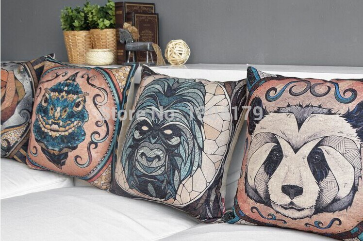 cartoon animal cushions 1pcs cat and owl and panda cushion pillow home decorate cotton linen cushion cover