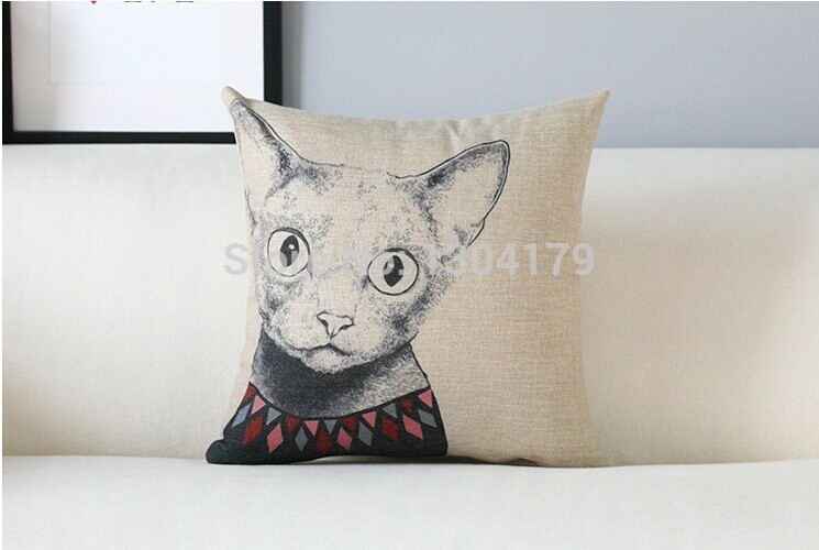 cartoon fresh animals cat and monkey owl baboon cotton cushion cover pillow case cover office home decor sofa cushions 45cm*45cm