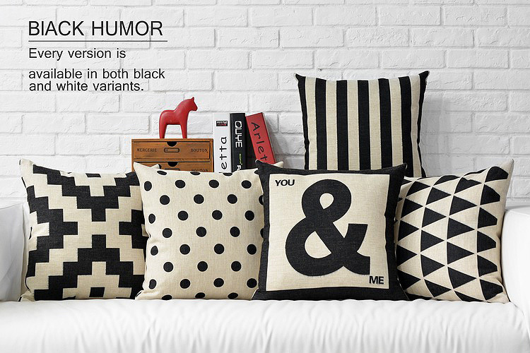 classical black white style droplight pillowcase decorative cotton linen pillow covers brand logo cushion cover sofa car decor