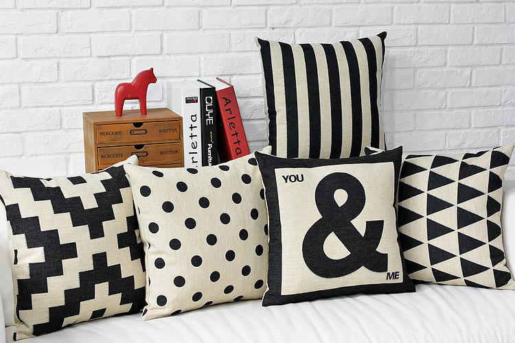 classical black white style droplight pillowcase decorative cotton linen pillow covers brand logo cushion cover sofa car decor