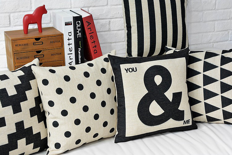 classical black white style droplight pillowcase decorative cotton linen pillow covers brand logo cushion cover sofa car decor