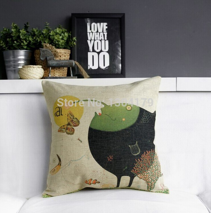 colorful retro linen cotton pillow cases creative sofa animal rabbit cushions cover car office nap cushion 45*45cm