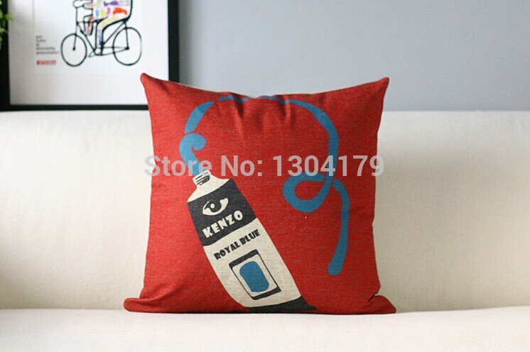 cotton flax creative soft pillow case red and blue pillows lumbar pad fashion home decor sofa cushion covers 45*45cm