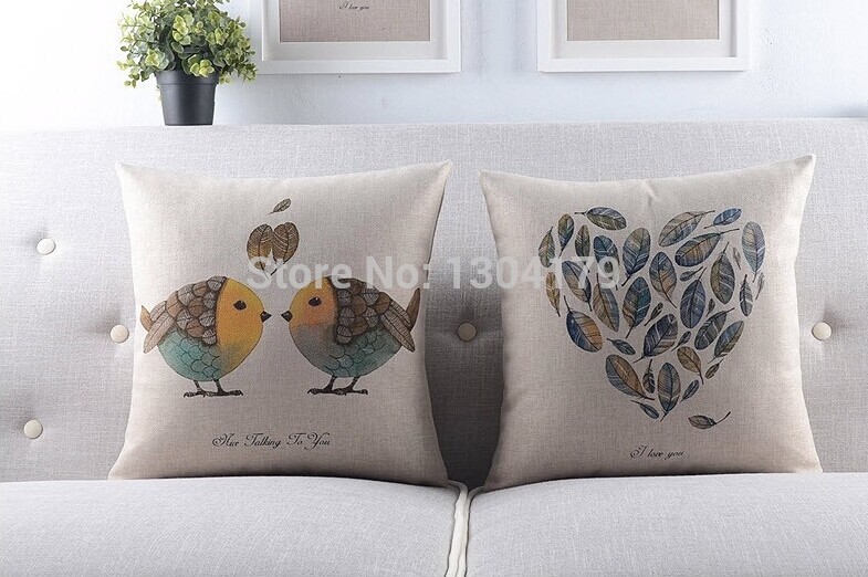 cotton pillow cushions cartoon birds love a wedding gift by pillowcase pillowcases pillow sofa cushion covers office by lovebird