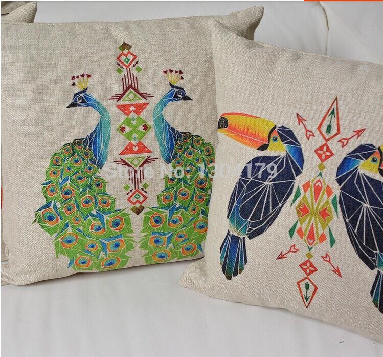 creative bird pillow cover hand-drawn style home cotton linen pillow cushions,decorative pillow,throw pillow,sofa cushion cover