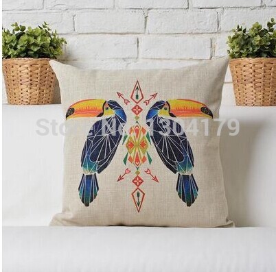 creative bird pillow cover hand-drawn style home cotton linen pillow cushions,decorative pillow,throw pillow,sofa cushion cover