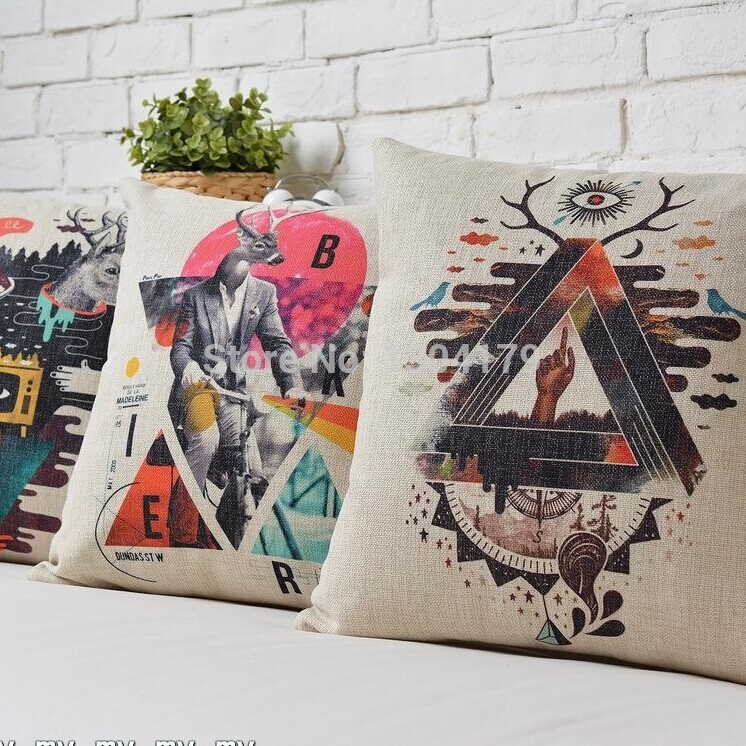 creative deer the deer heads pillow cushion cover linen pillow cover pillowcase car home decorate sofa cushions