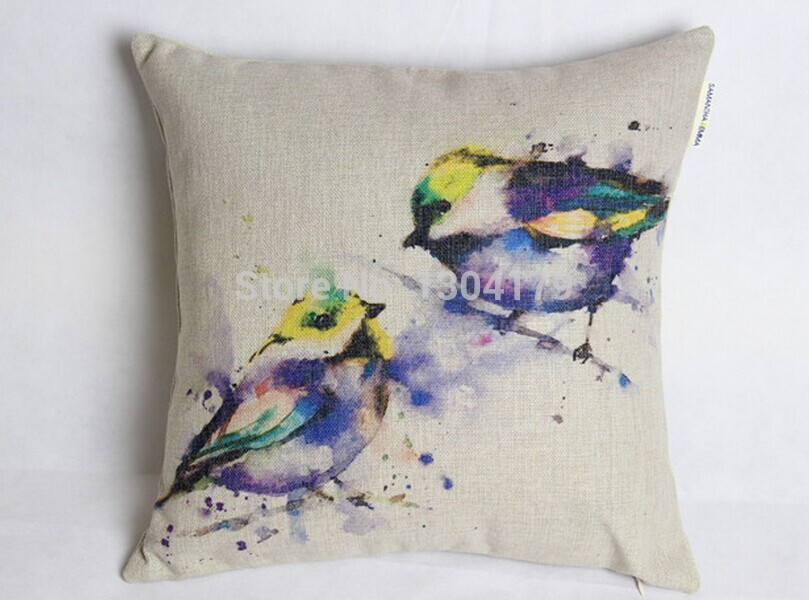 creative painting birds pillow home decor 3pcs cushion pillow cover sofa cushion new fashion cushion pillowcase