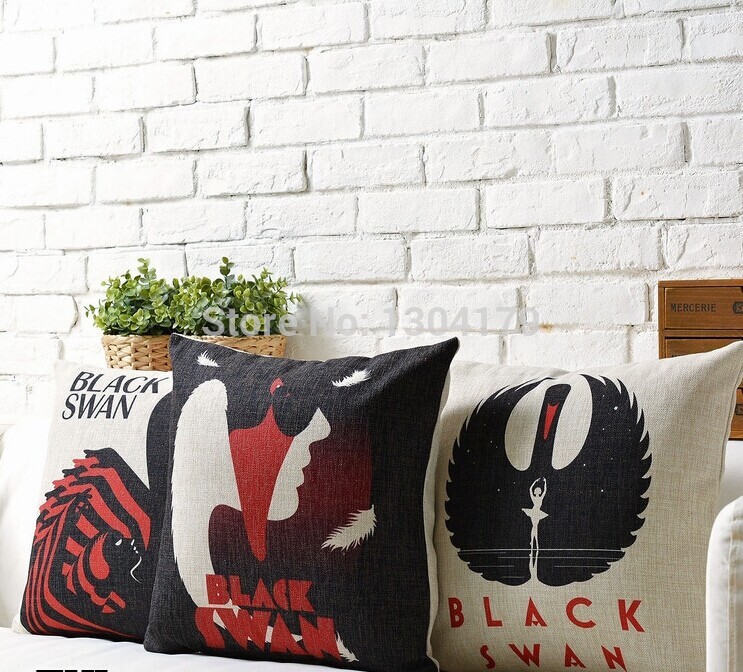 creative stylish cushion cover black swan movie poster pillow home decor car cushion gift sofa cushion covers