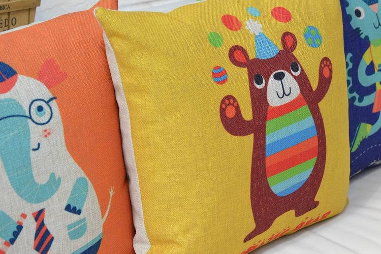 cushion cover cartoon animal big pillow case linen cotton cushions tiger dog cat pillowcase 45x45cm for sofa couch car seat