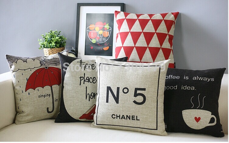 customize cat burlap cushion cover simple geometric pillow cover nordic style colored letters decorative cushion covers