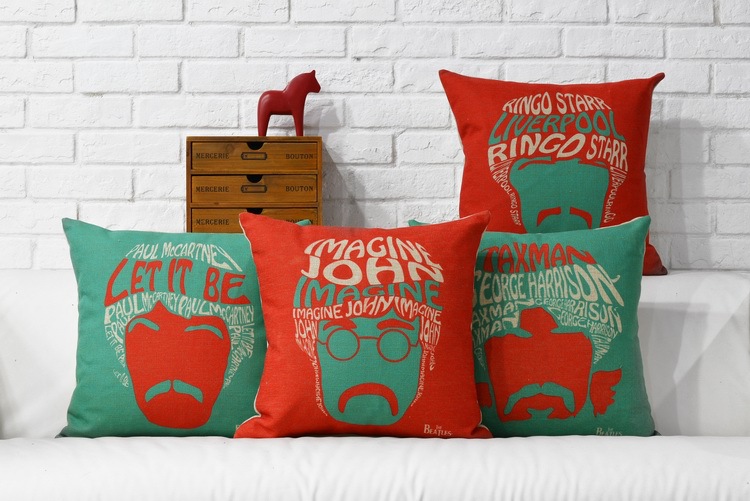 customize pop the beatles decorative pillow covers creative red and green pillow cover retro england pillow case