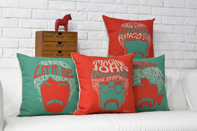 customize pop the beatles decorative pillow covers creative red and green pillow cover retro england pillow case