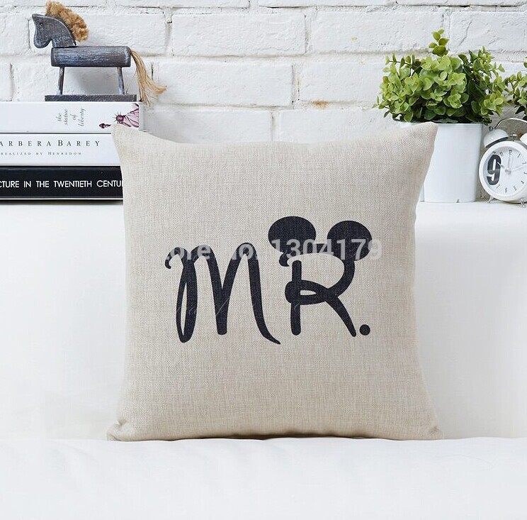 customized mrs. & mr. art cushions home decor valentine's day gift vintage cushion refinement fashion burlap cushion cover