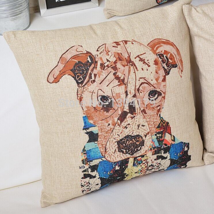 customized small animals linen sofa cushion cover dog patterns decorative pillows cartoon car cushion gift