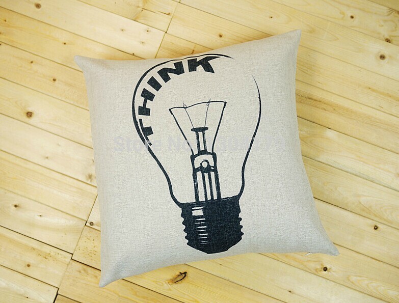 decorative cotton linen cushion covers pillow cases - black and white lamp