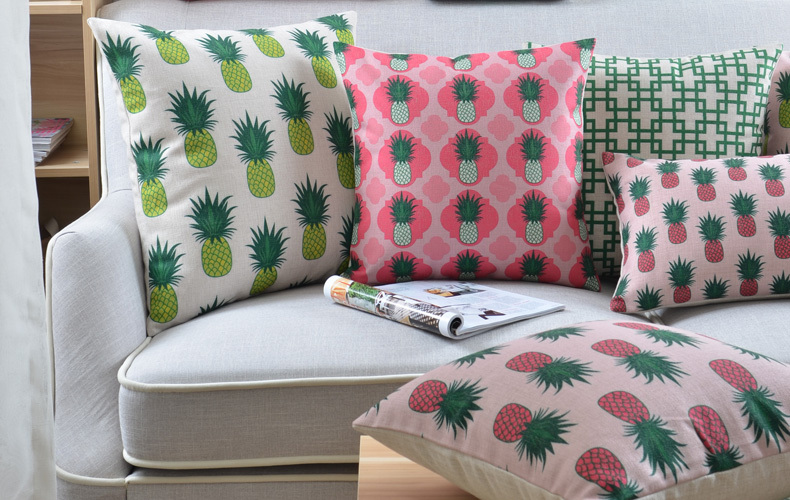 decorative pillows shell cushion home sofa decor cotton linen small pineapple print 18'' x 18'' 45cm x 45cm